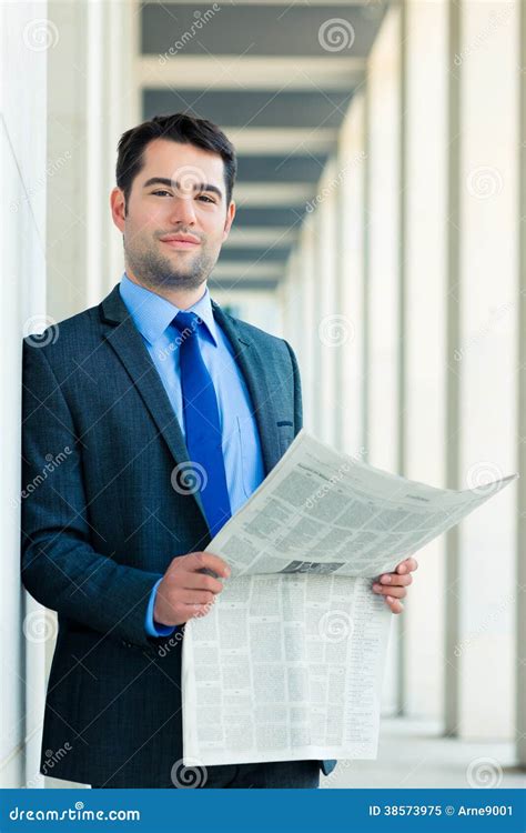 Businessman Reading Business Newspaper Stock Image Image Of Reading