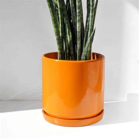 Mid Century Modern Planter Orange Pot For Plant Glazed Etsy Mid