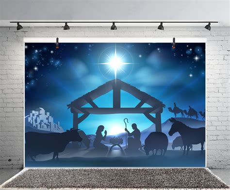 Buy Lfeey 10x8ft Birth Of Jesus Backdrop Christmas Night Manger