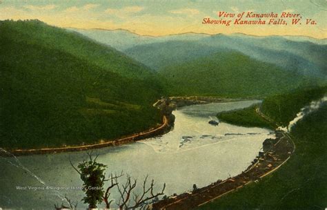 View Of Kanawha River Showing Kanawha Falls Kanawha Co W Va Kanawha West Virginia River