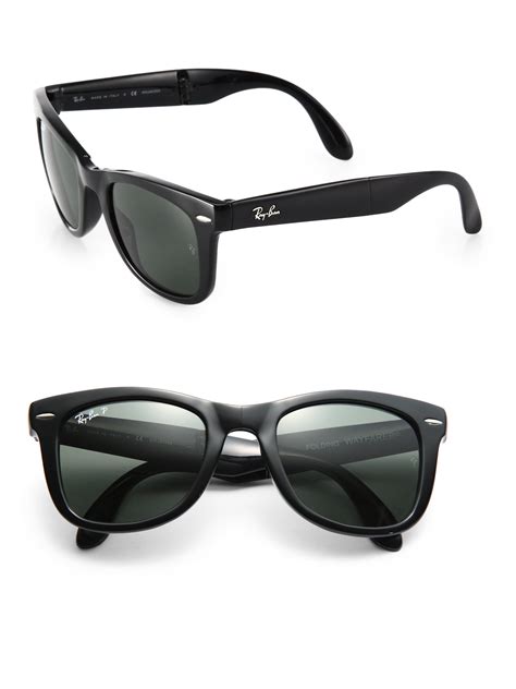 Ray Ban Folding Square Wayfarer Sunglasses In Black Lyst