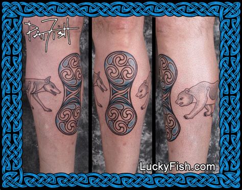 Pictish Wolf Bear And Double Disk Tattoo — Luckyfish Inc And Tattoo