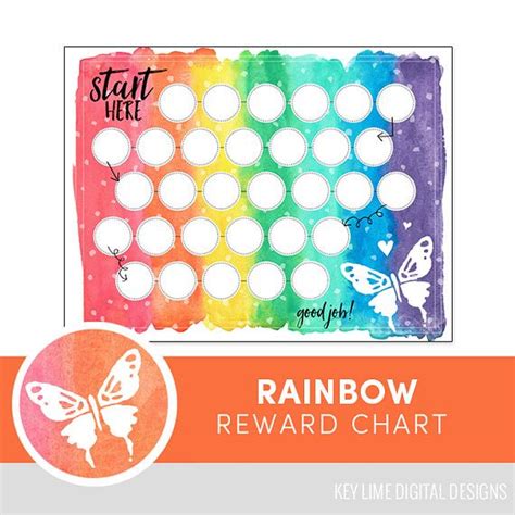 Reward Chart Printable Rainbow Butterfly Kids Chore Trẻ Em