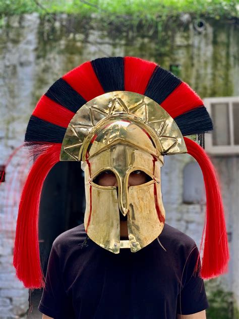 Medieval Full Brass Greek Corinthian Helmet With Two Side Etsy