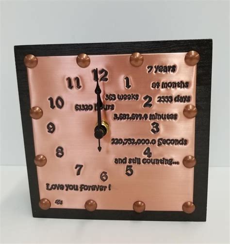 Copper Engraved 7th Anniversary Clock IN STOCK 7 Year Etsy