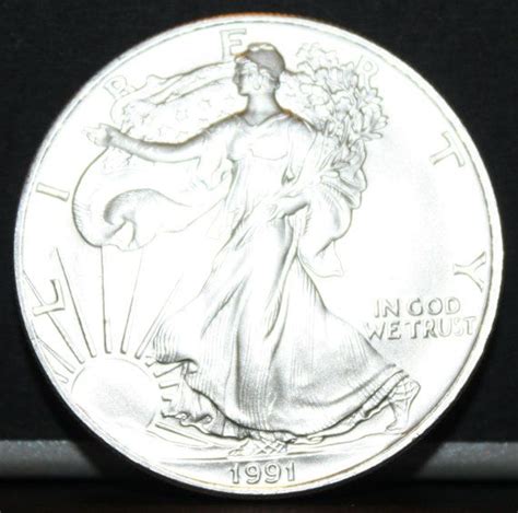 1991 Silver Eagle Dollar 1 Troy Oz 9993 Fine Silver By Kcoins 42