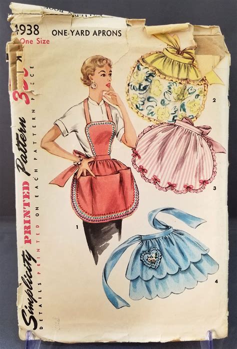 Simplicity 4938 Vintage One Yard Apron Pattern For Women Etsy