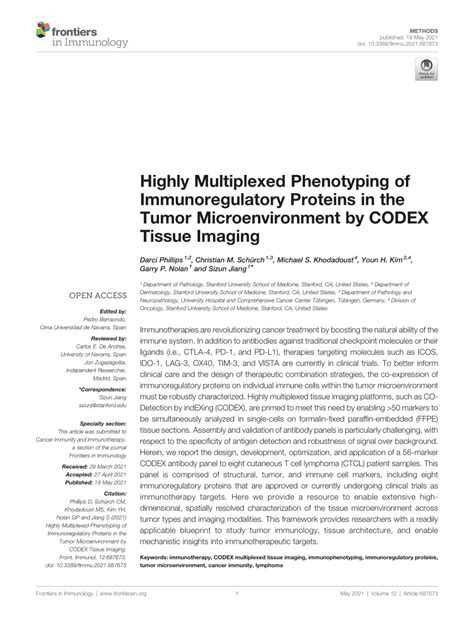 Pdf Highly Multiplexed Phenotyping Of Immunoregulatory Proteins In