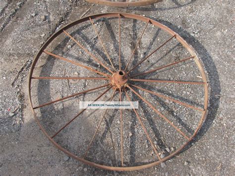 Set Of 2 Vintage 54 Dia Steel Spokes Wagon Cart Implement Wheel Farm