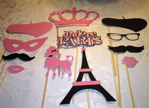 Paris Party Photo Booth Props Made With Glitter Paper Great Etsy
