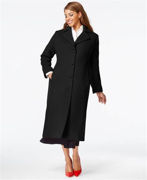 anne klein plus size wool cashmere walker coat in black lyst
