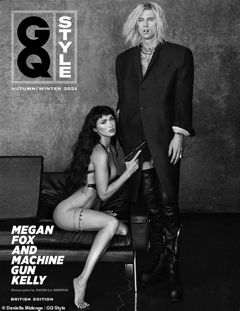 Megan Fox Poses In Just A Pistol Holster While Machine Gun Kelly Dons Thigh High Boots In Gq