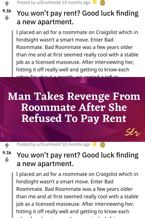 man takes revenge from roommate after she refused to pay rent artofit
