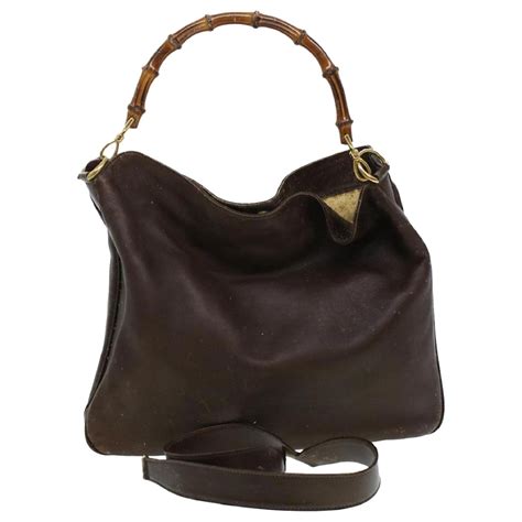 Gucci Bambou Sac à Bandoulière Cuir 2façon Brown Auth Bs6148 Marron Ref