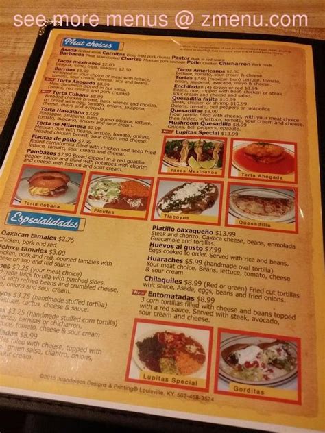 online menu of la lupita mexican restaurant restaurant clarksville indiana 47129 zmenu