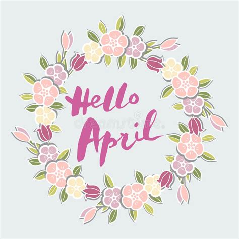 Hello April Hand Lettering Greeting Card Handwritten Text Floral