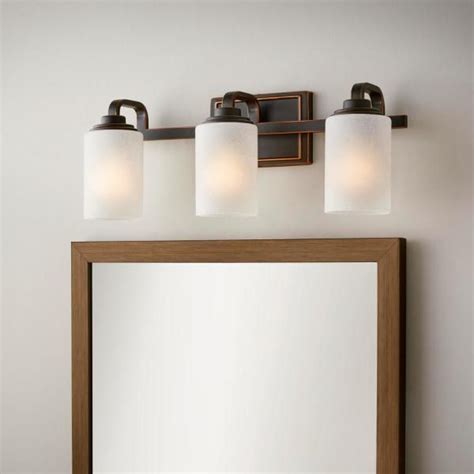Hampton Bay 3 Light 21 In Oil Rubbed Bronze Contemporary Bathroom Vanity Light With Frosted