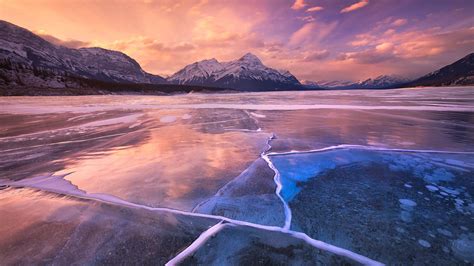 Nature Winter Snow Ice Mountain Clouds Sunset Lake
