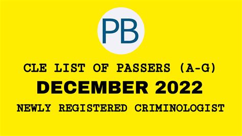 CLE LIST OF PASSERS A G NEWLY REGISTERED CRIMINOLOGIST PRC BOARD