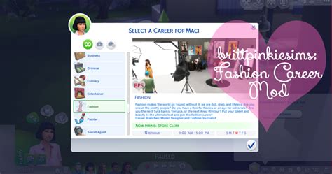 The sims 4 culinary career is a fun and useful career in the base game. Sims 4 CC's - The Best: Fashion Career Mod by Brittpinkiesims