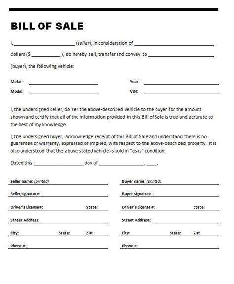 Printable Sample Printable Bill Of Sale For Travel Trailer Form