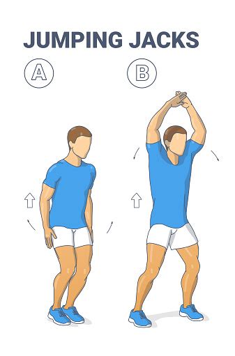 Man Doing Jumping Jacks Home Workout Exercise Diagram Athletic Guy Star