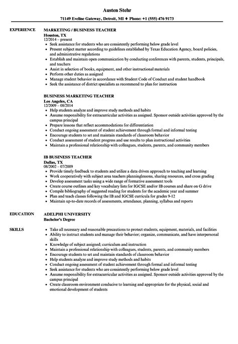 Get this free sample resume for teachers in word. Business Teacher Resume Samples | Velvet Jobs