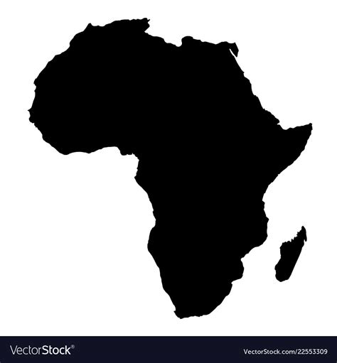 Africa Map Black Silhouette Country Borders Vector Image