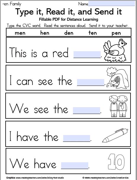 This cvc words cut and paste sentence scramble resource includes 35 sentence building practice pages. CVC Words Fillable Worksheets for Distance Learning ...