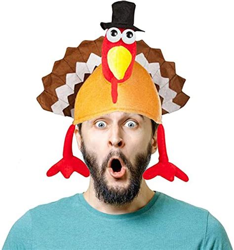 Novelty Xmas Turkey Thanksgiving Hat With Head Legs And Tail Fancy Dress Accessory Plush Hat For