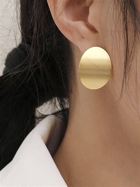 Brass Smooth Geometric Minimalist Stud Earring 1000661318