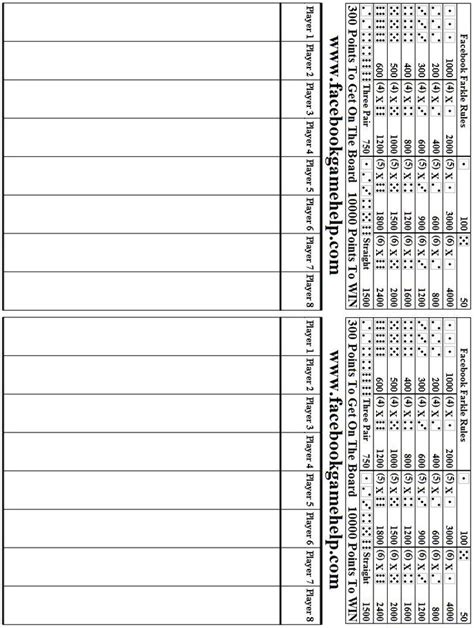 Free Printable Farkle Score Sheets