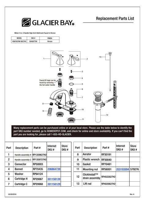Glacier Bay Replacement Parts List