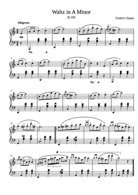 Waltz In A Minor Free Sheet Music By Frédéric Chopin Pianoshelf