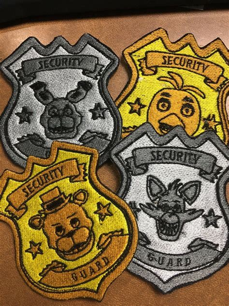 Five Nights At Freddys Fnaf Security Guard Badge Bonnie Foxy Iron On