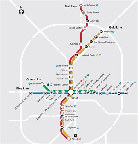 Karte Der Metro Atlanta Metrolinien Und Metrostationen Von Atlanta