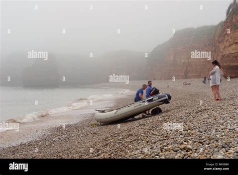 Red Otter Sandstone Sea Stacks Shrouded In Sea Mist Geology Of The