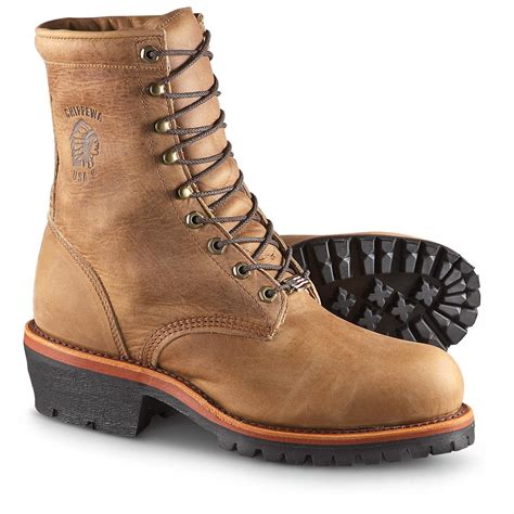 Mens Chippewa Boots 8 Steel Toe Eh Logger Boots Tan 231383 Work