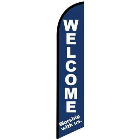 Welcome Worship With Us Outdoor Church Feather Banner Swooper Flag