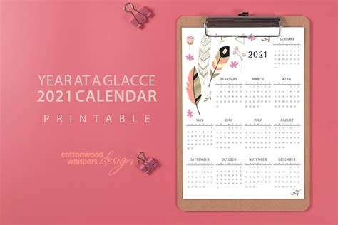 2021 Printable Calendar Year At A Glance Calendar Letter Size 8 5