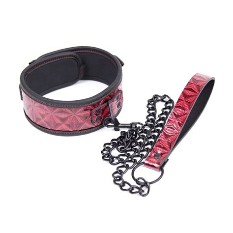 Red Leather Bdsm Fetish Bondage Sex Collar And Leash Adult Game Collars Sex Toys Slave Collar