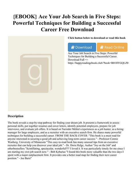 {EBOOK} Ace Your Job Search in Five Steps Powerful Techniques for