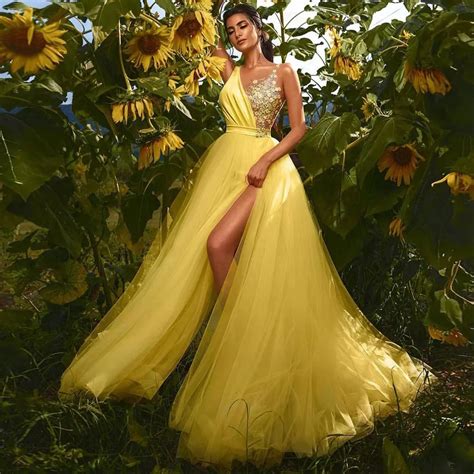 Yellow Gown See Thru Night Fashion Dresses