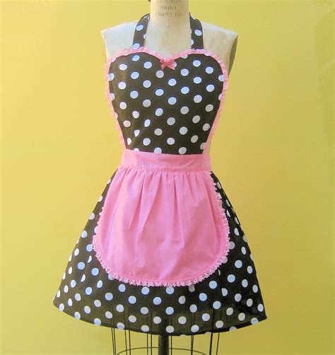 Aprons For Women Black Polka Dot Apron French Maid Apron Etsy New Zealand