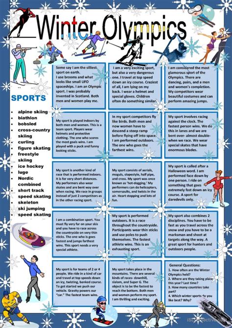 Winter Olympics Riddles Key Pictur English Esl Worksheets Pdf And Doc
