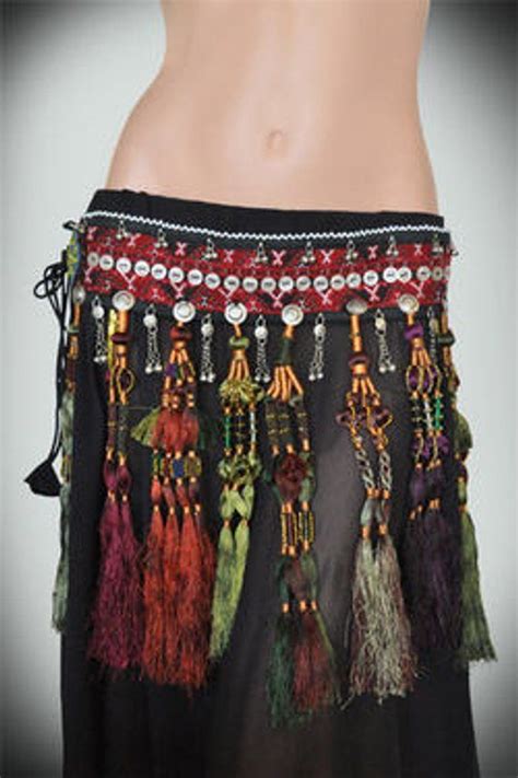 Deluxe Vintage Kuchi Tribal Ats Silk Tassel Belt Belly Dance Belt Belly Dance Outfit Belly