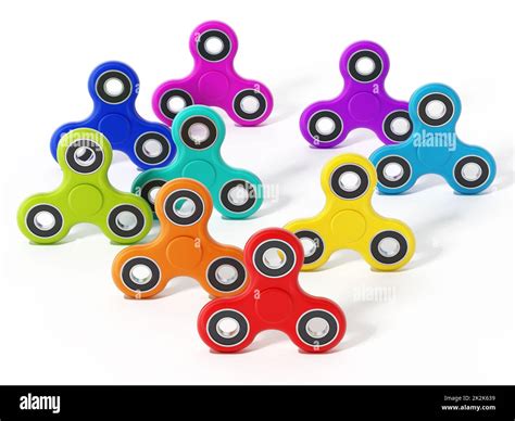 Fidget Spinners Isolated On White Background 3d Illustration Stock