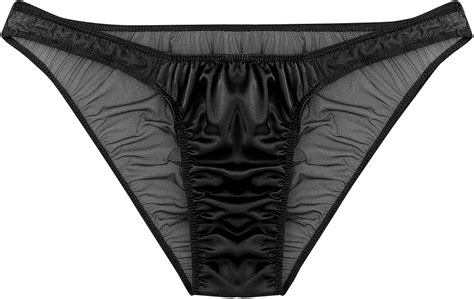 Mens Clothing Mens Satin Lace Panties Underwear Briefs See Through Ruffled Sissy Shiny Thong