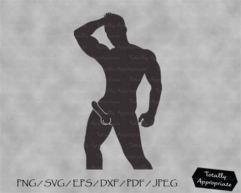 Naked Man Silhouette Clipart Male Genitals Big Dick Man Etsy