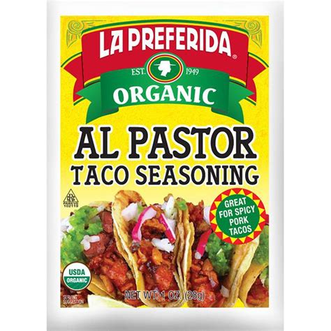 Organic Al Pastor Taco Seasoning 1 Oz Packet Mix La Preferida